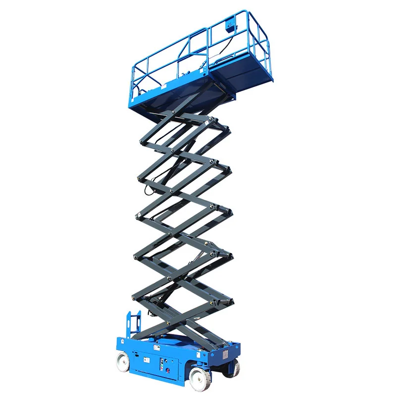 blue mini mobile scissor lift