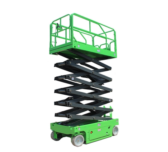 Compact self-propelled scissor lift for warehouse work