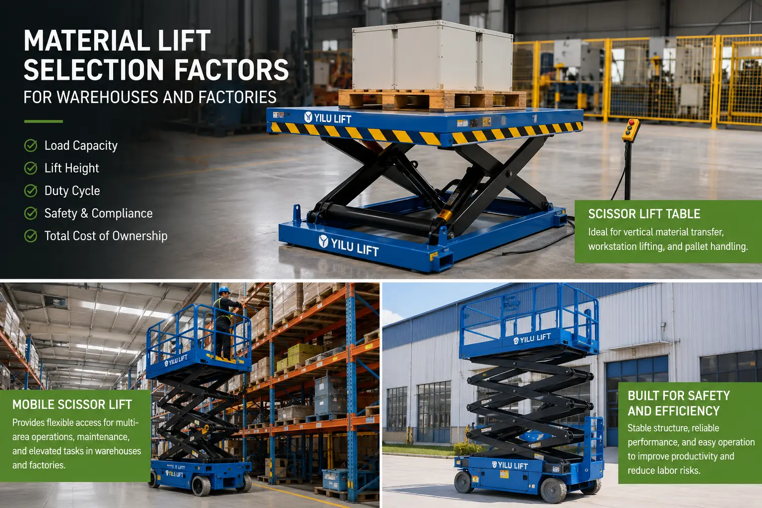 Material Lift Selection Factors for Warehouses and Factories