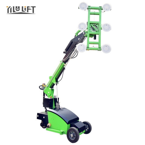 Extended arm and suction frame on a YILU LIFT glass vacuum lifter