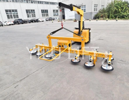 YILU LIFT sheet metal vacuum lifter suspended from a floor crane