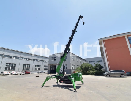YILU LIFT spider crane with boom raised and outriggers deployed